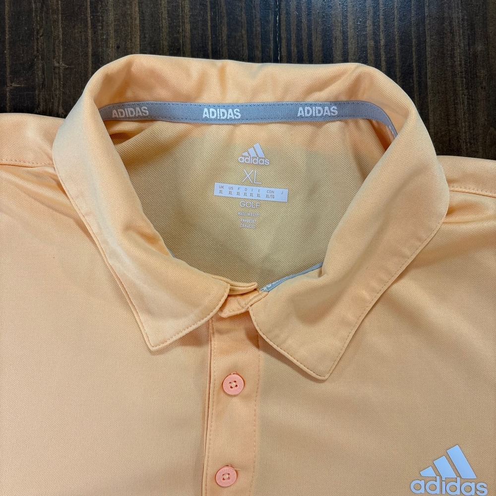 Adidas Golf Polo Shirt Mens XL Orange Short Sleeve 3-Stripe Performance RN88387 - Picture 2 of 9